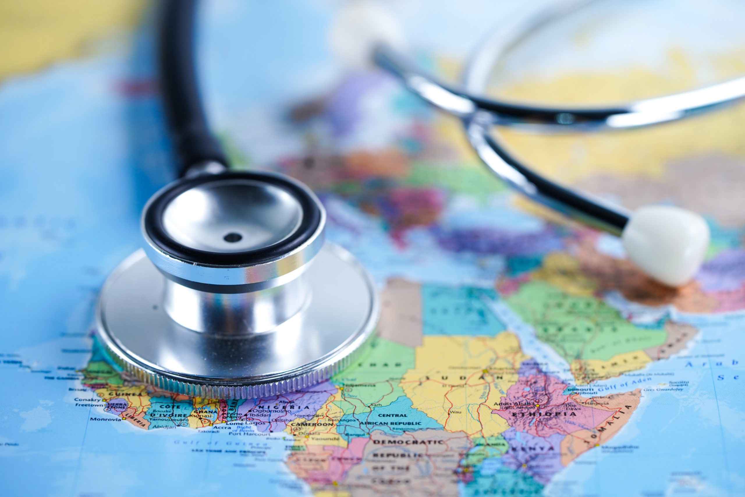 Stethoscope on Africa map
