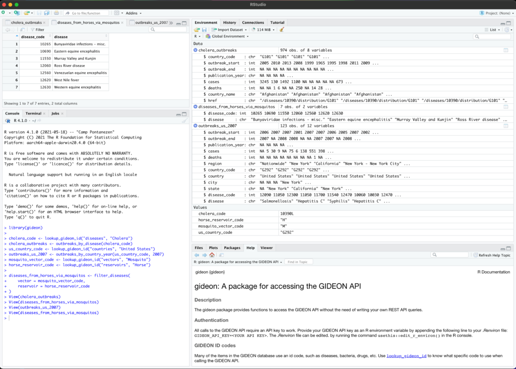GIDEON R package in use