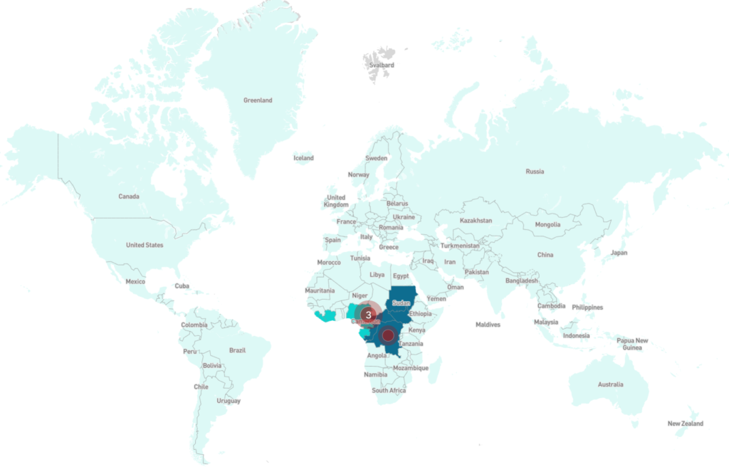 Monkeypox outbreaks map 2018-2021